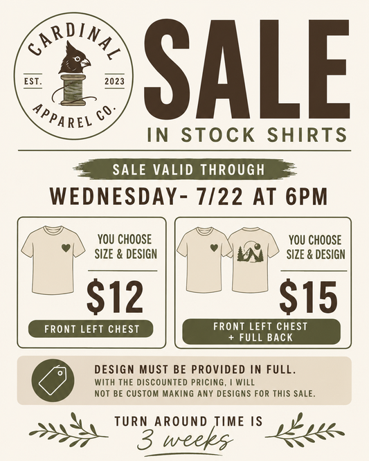 $12 shirt sale- front left only